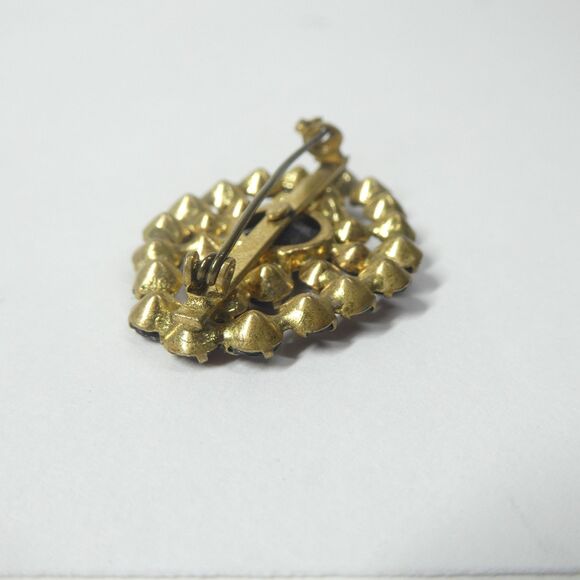 Red Brooch Czechoslovakia Signed Czech Glass Vintage Pin Oval Bohemian - Picture 9 of 11